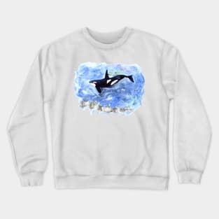 Orca under water watercolor painting Crewneck Sweatshirt